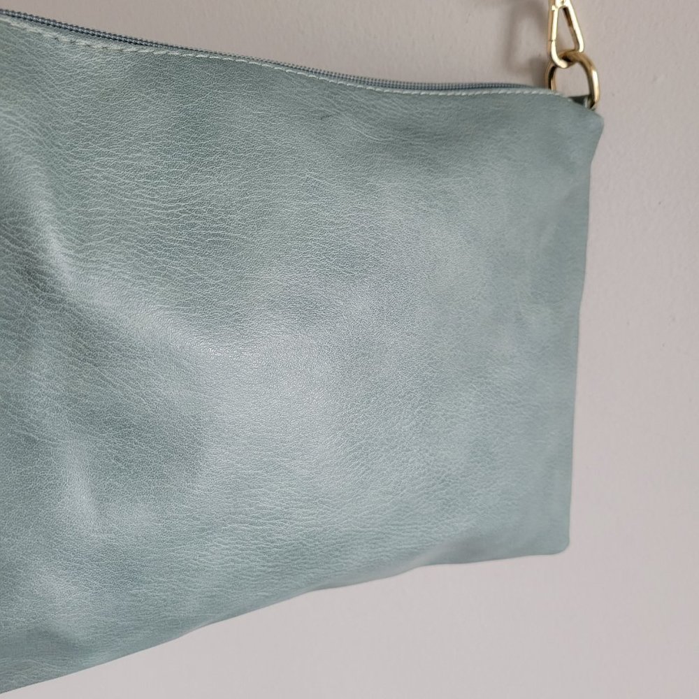 Jen & Co Vegan Shoulder Bag Blue Gray Adjustable & Removeable Strap - Picture 8 of 11
